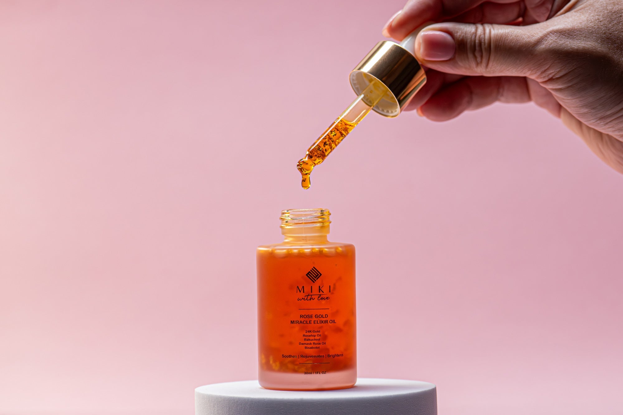 24K Rose Gold Miracle Elixir Oil - Retinol Alternative Anti-aging & Firming Concentrate, 30ml