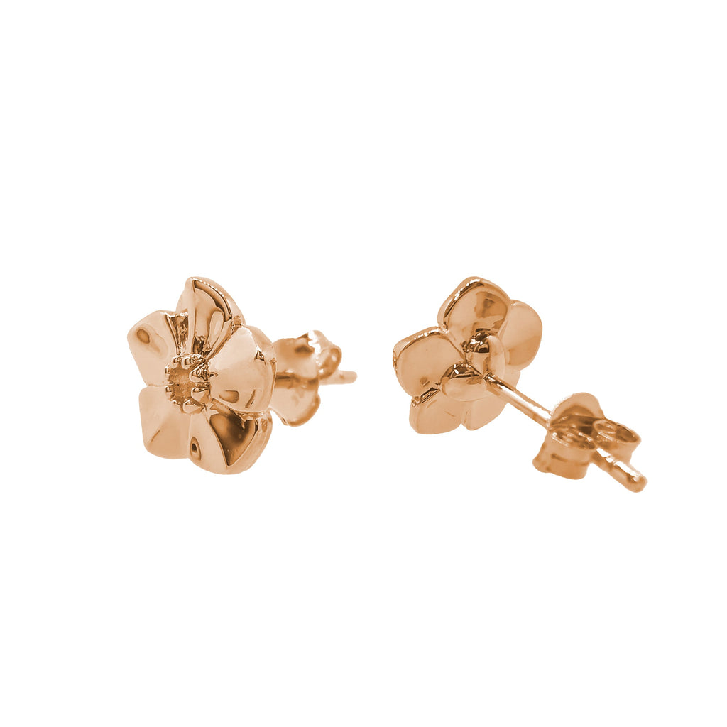 Puces d'oreilles en argent vermeil or rose Myosotis