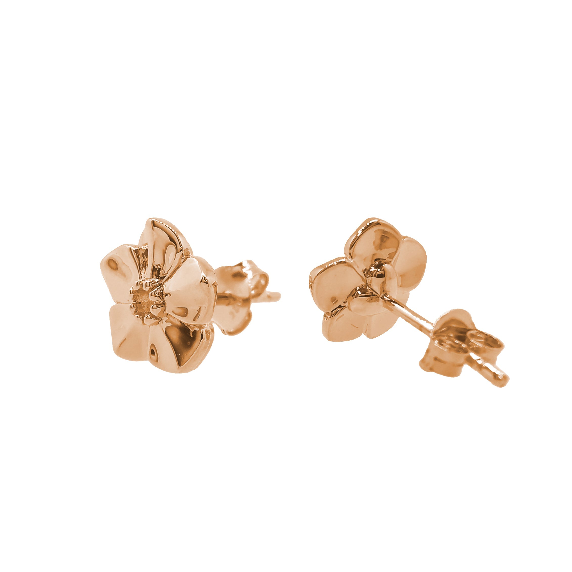 Puces d'oreilles en argent vermeil or rose Myosotis