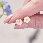 Puces d'oreilles en argent vermeil or rose Myosotis