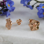 Puces d'oreilles en argent vermeil or rose Myosotis