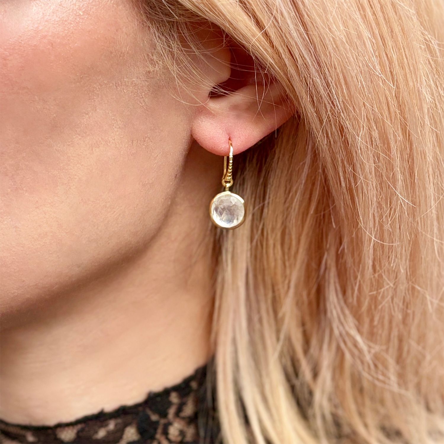 Charis Round Gemstone Earrings Moonstone