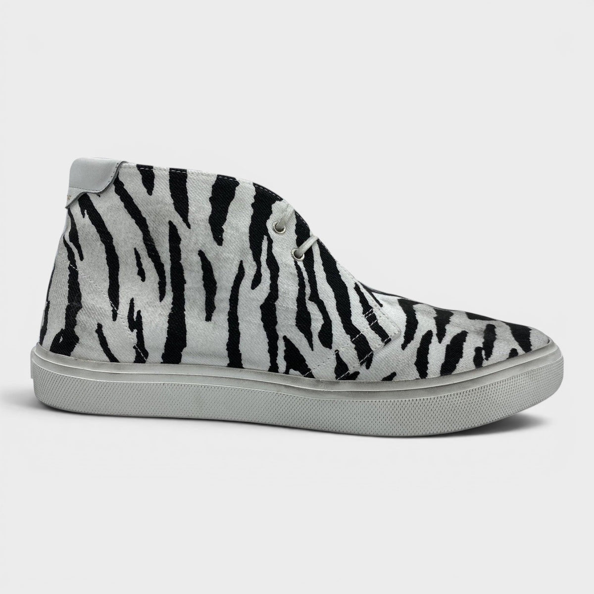 Zebra Canvas Distressed Vetersneakers Zwart Wit