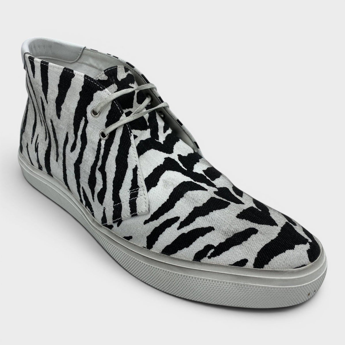 Zebra Canvas Distressed Vetersneakers Zwart Wit