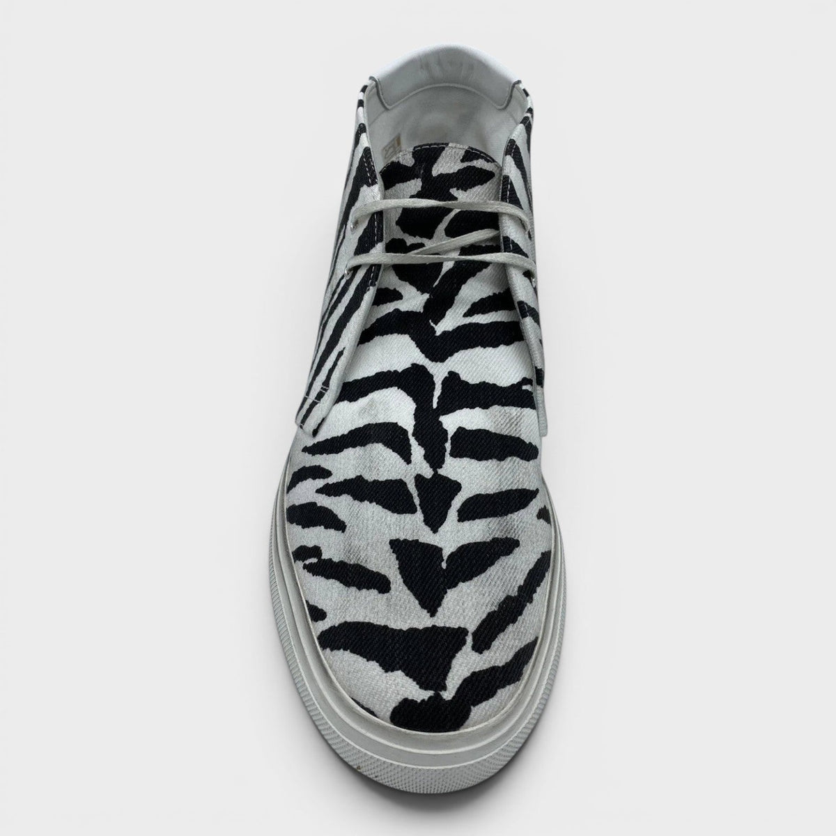 Zebra Canvas Distressed Vetersneakers Zwart Wit