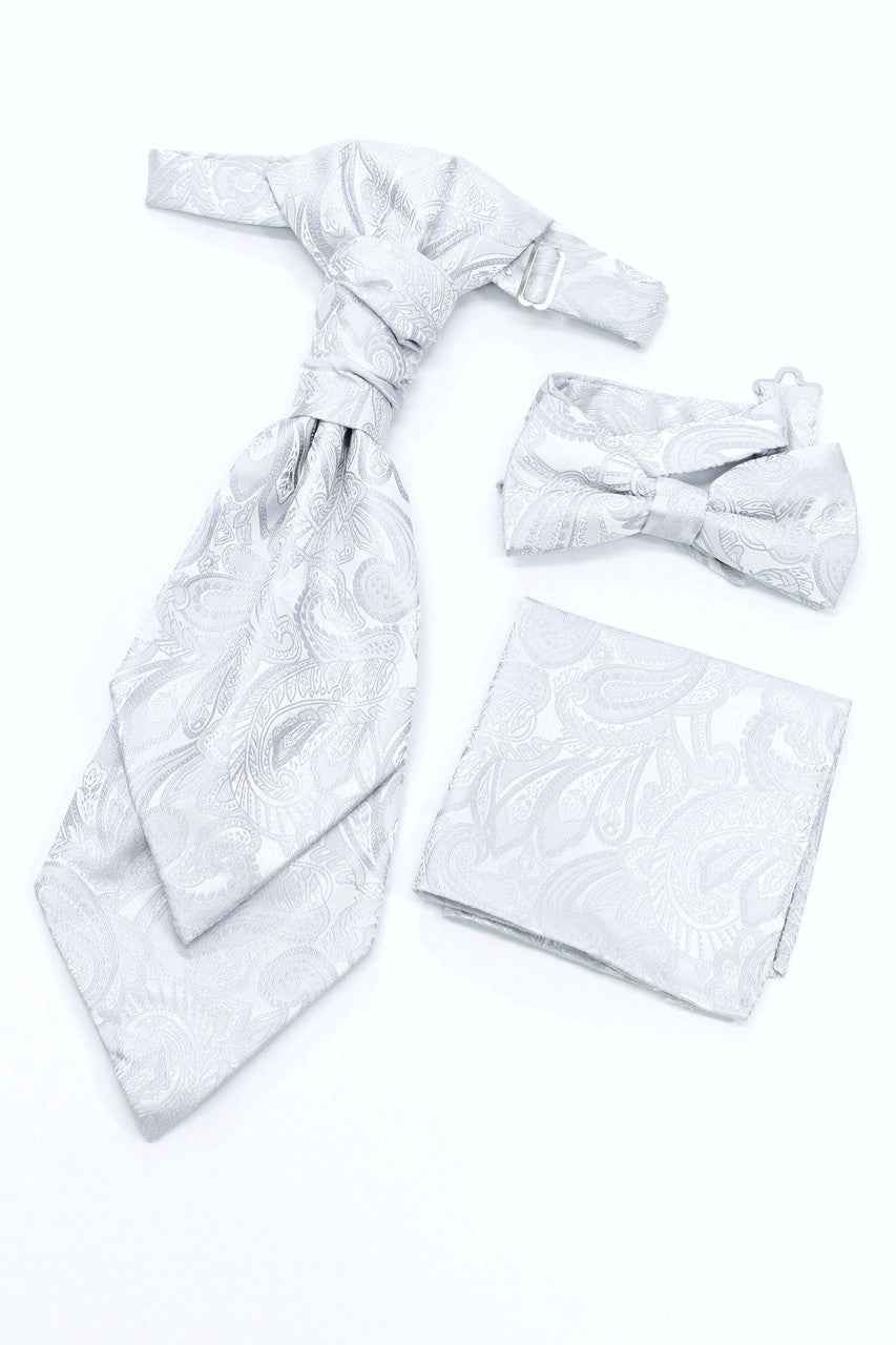 Silver Paisley Waistcoat & Cravat Set