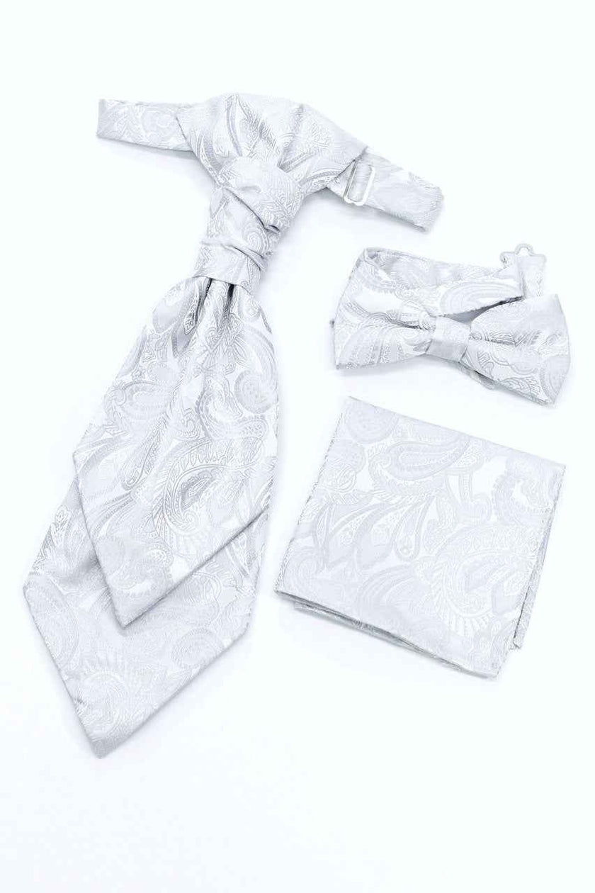 Silver Paisley Waistcoat & Cravat Set