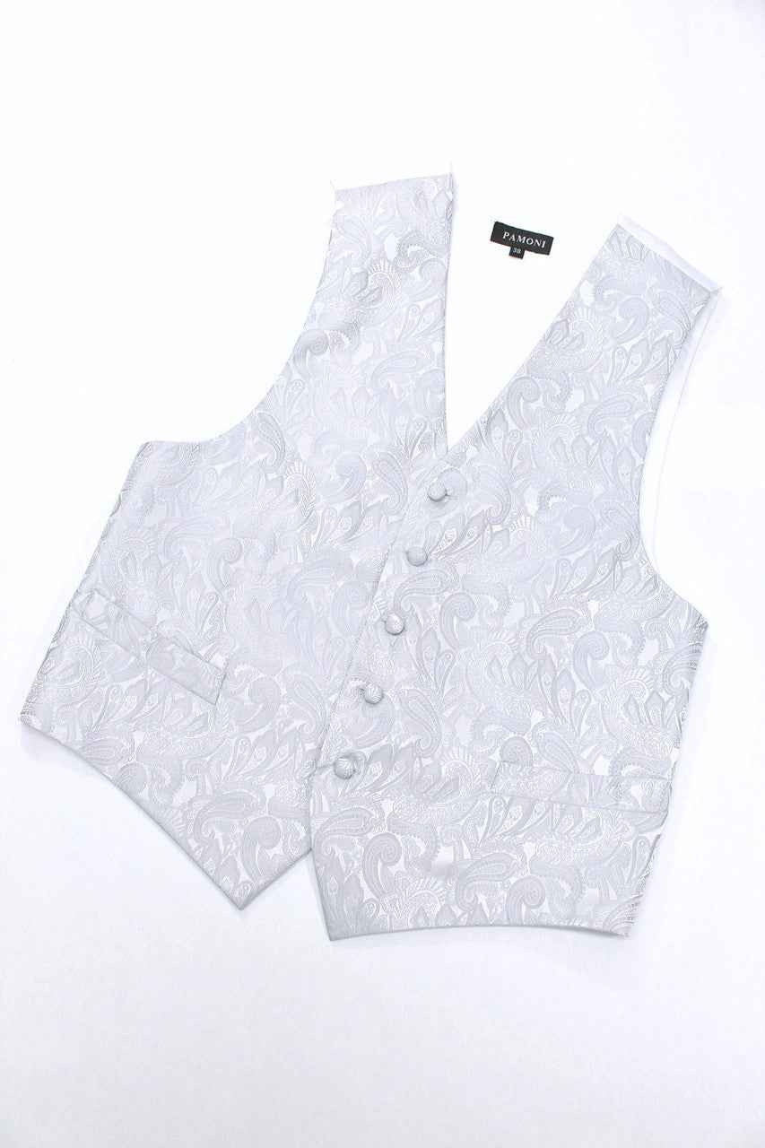 Silver Paisley Waistcoat & Cravat Set
