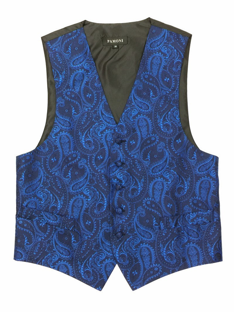 Navy Paisley Waistcoat & Cravat Set