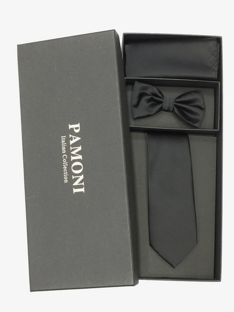 Plain Black Tie & Bow Tie Set