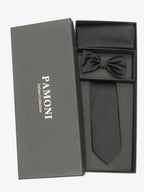 Plain Black Tie & Bow Tie Set
