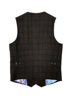 Brown Burgundy Check Tweed Blazer With Matching Waistcoat
