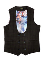 Brown Burgundy Check Tweed Blazer With Matching Waistcoat