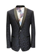 Navy Jacquard Brocade Dinner Jacket