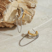 Dual Tone Chain Hoop Earrings