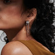 Dual Tone Chain Hoop Earrings