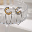 Dual Tone Chain Hoop Earrings