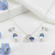 September Birthstone Jewellery Set | Pearl & Sapphire Earrings + Personalised Necklace