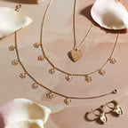 Elements Gold Heart and Flower Charm Necklace