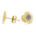 Boucles d'oreilles clous tournesol en vermeil argent et or