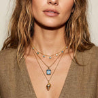 Silver Aqua Necklace with Barnacles and Rainbow Topaz