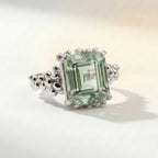 Silver Statement Green Quartz Ring - Giselle