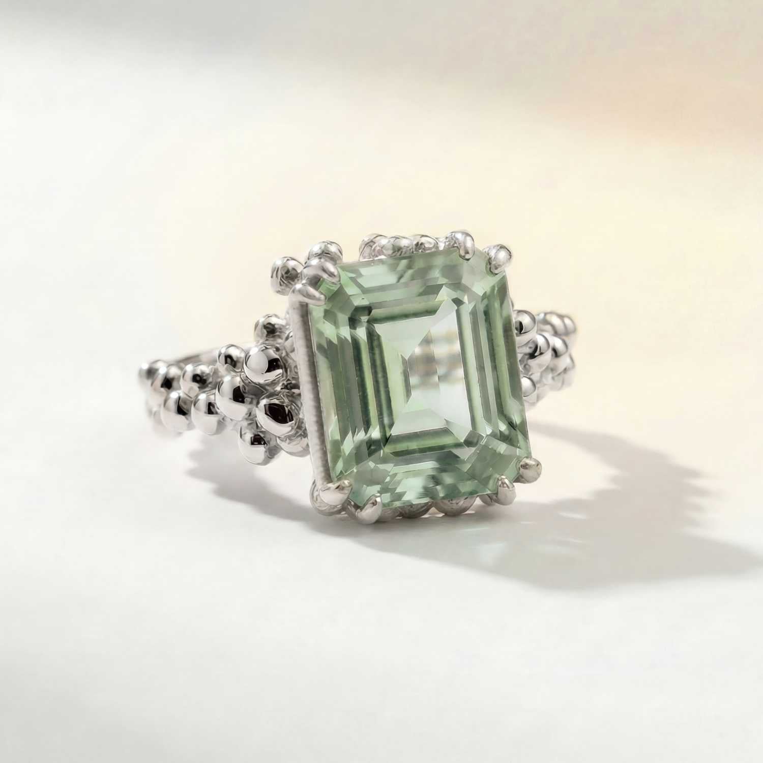 Silver Statement Green Quartz Ring - Giselle
