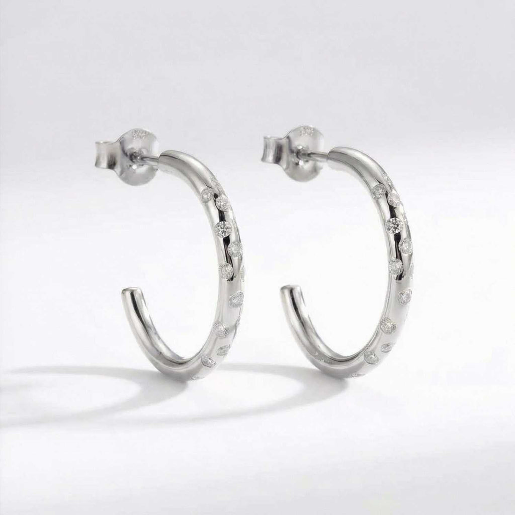 Gemas de topacio blanco plateado - Aros Seren