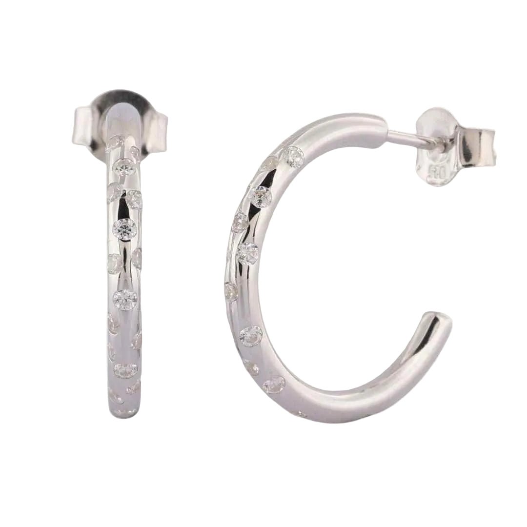Gemas de topacio blanco plateado - Aros Seren