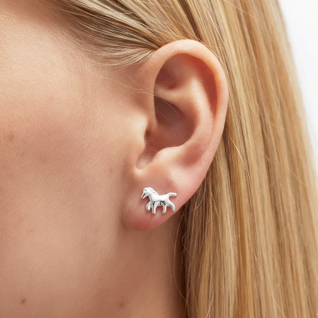 Sterling Silver Horse Stud Earrings