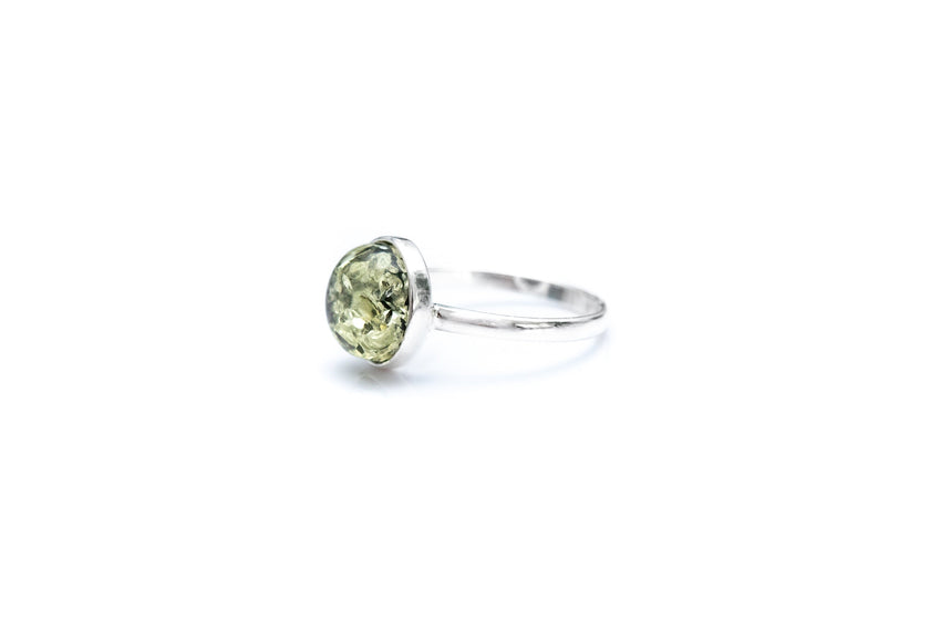 ESSENTIALS Green Amber Solitaire Ring