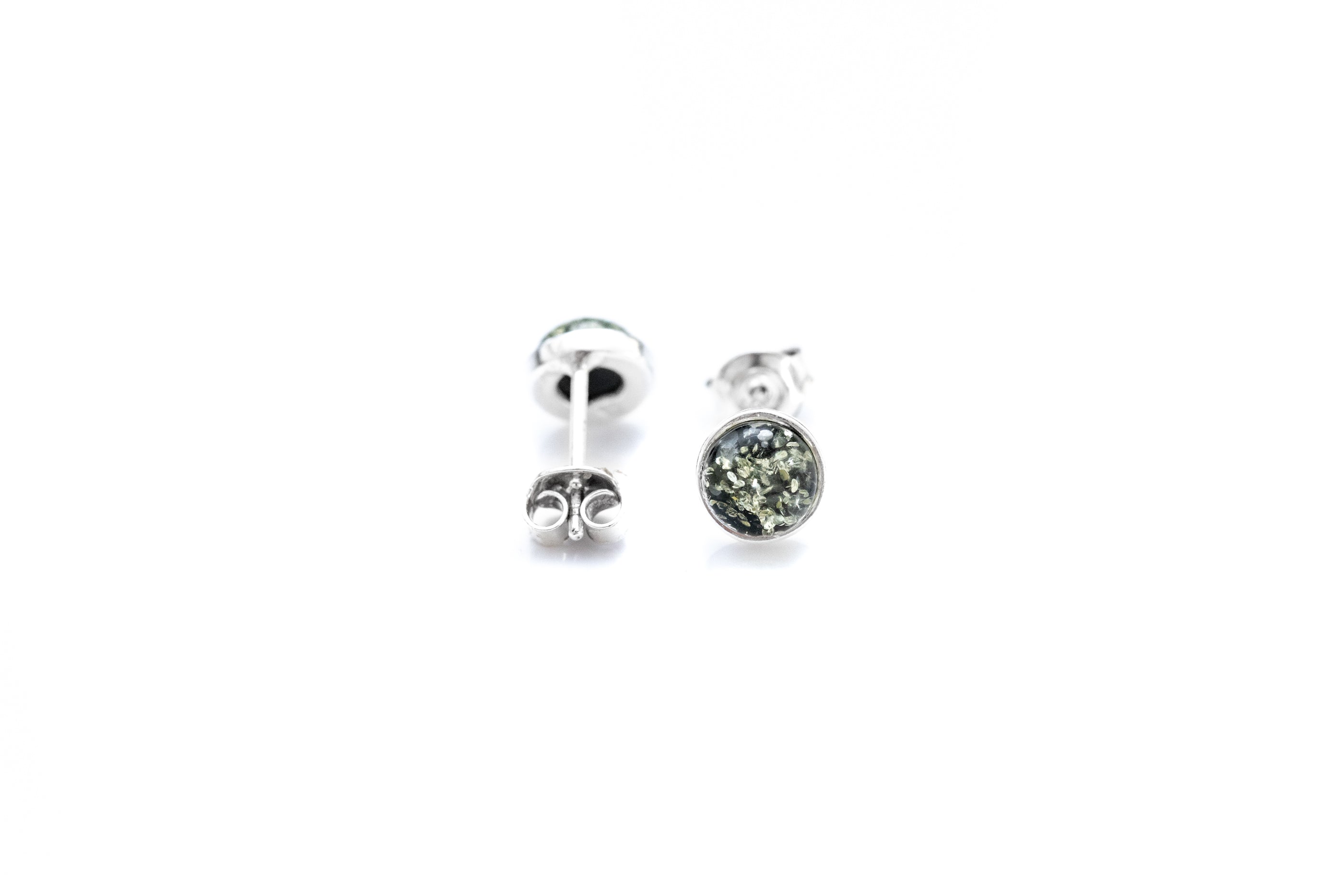 ESSENTIALS Mini Green Amber Stud Earrings