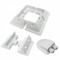 Solar panel mounting set with corner brackets, side brackets and a waterproof cable gland