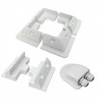 Solar panel mounting set with corner brackets, side brackets and a waterproof cable gland