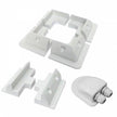 Solar panel mounting set with corner brackets, side brackets and a waterproof cable gland