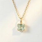 Large Gold Green Quartz Necklace - Giselle