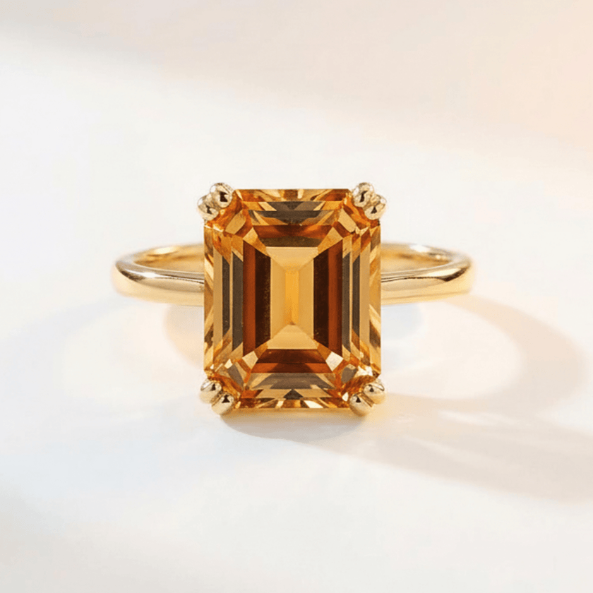 Gold or Silver Vintage Citrine Gemstone Ring - Isla