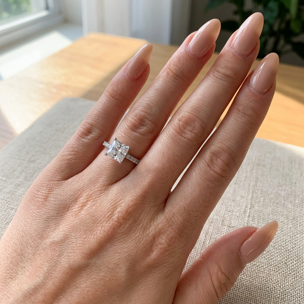 Square cut princess ring