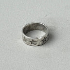 Stamped Stars Silver Band Ring