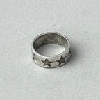 Stamped Stars Silver Band Ring