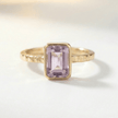 Tidewashed Amethyst Ring - Octagonal Amethyst & Hammered Band