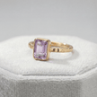 Tidewashed Amethyst Ring - Octagonal Amethyst & Hammered Band