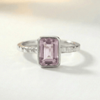 Tidewashed Amethyst Ring - Octagonal Amethyst & Hammered Band