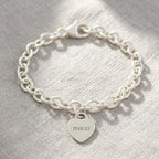 Tiny Heart Tag Personalised Silver Charm Bracelet