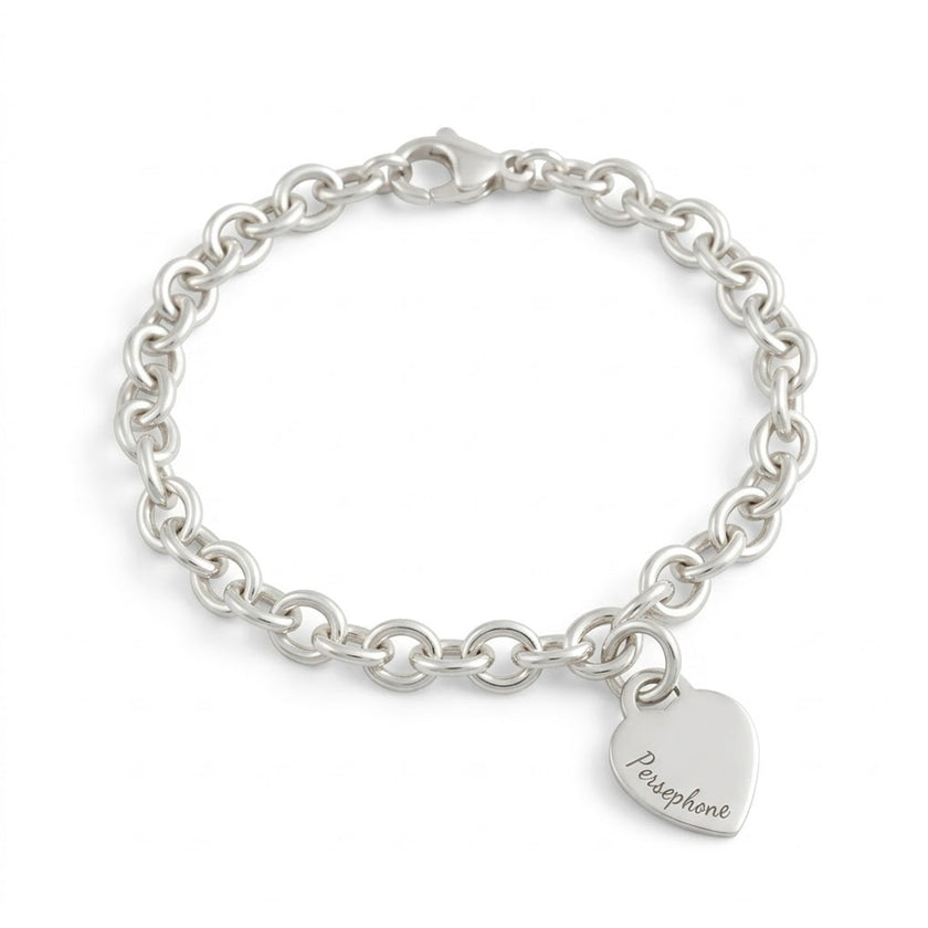 Tiny Heart Tag Personalised Silver Charm Bracelet
