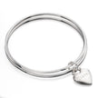 Beginnings Diamond Cut Double Bangle with Heart Tag
