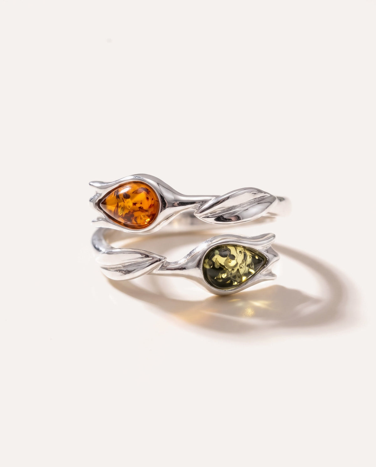 Bague tulipe bicolore ambre