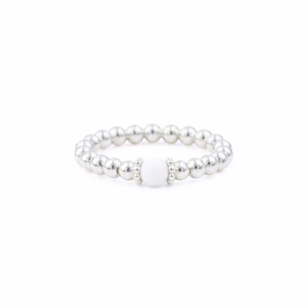 White Agate Gemstone Ring