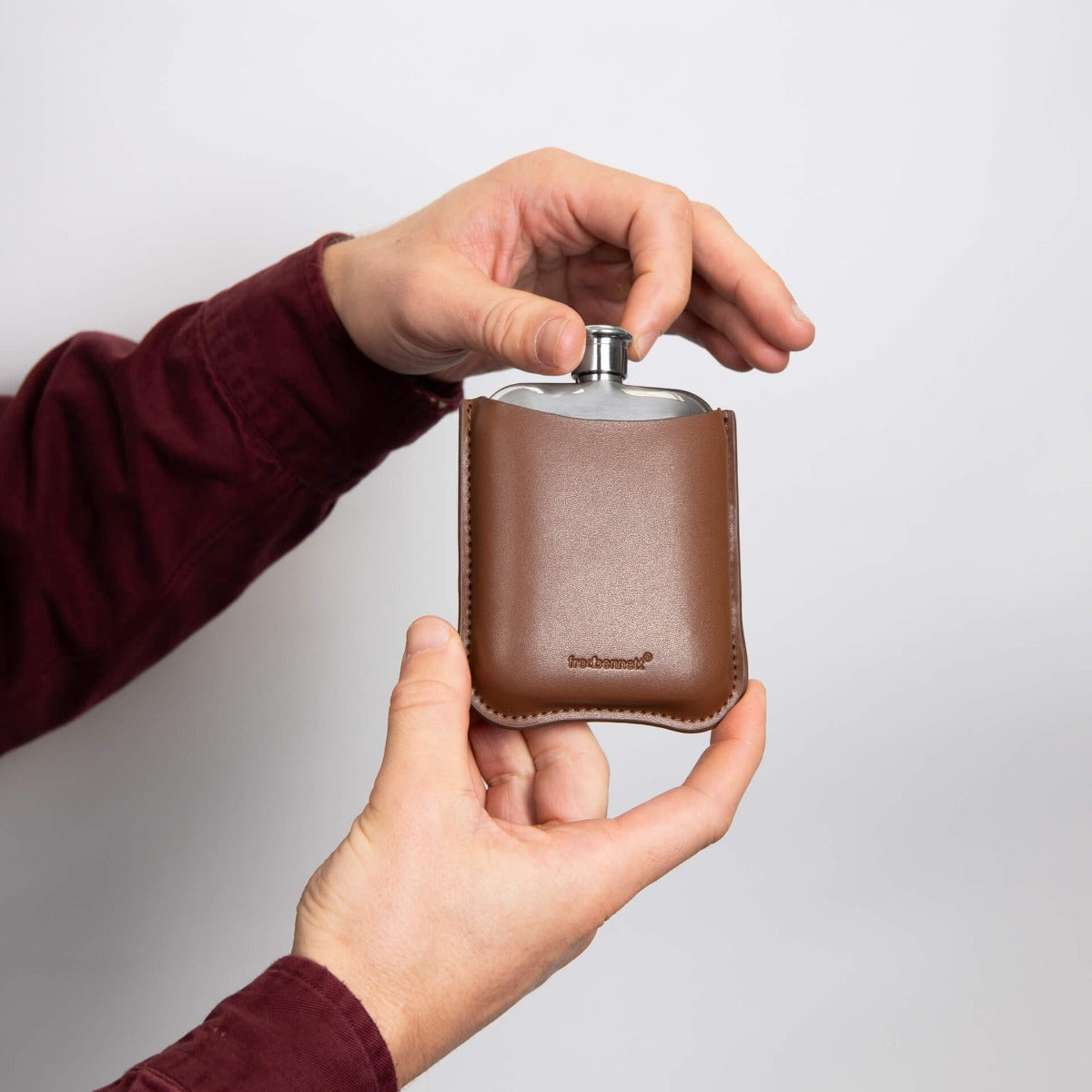 Fred Bennett Hip Flask with Leather Sleeve