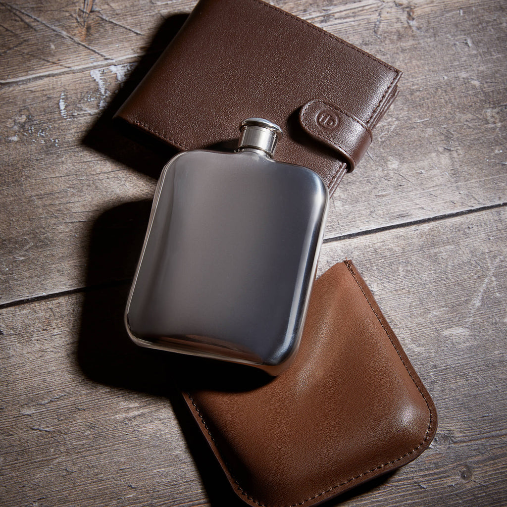 Fred Bennett Hip Flask with Leather Sleeve